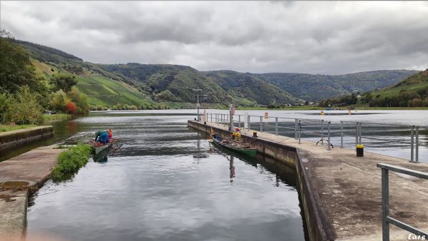 Boote vor Moselschleuse 2019