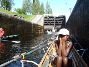 Finnische, 'gefhrliche ' Schleuse vor Valamo 2014