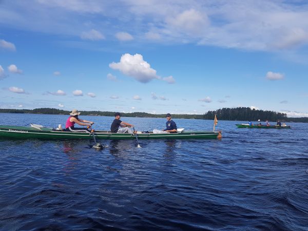 Ruderboote am Start Puumala 2019